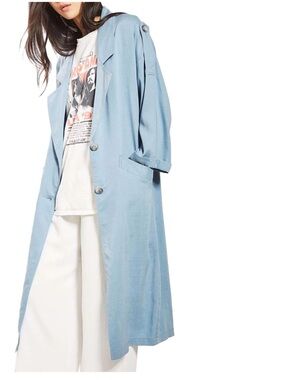 Topshop lightweight duster trench coat in light blue